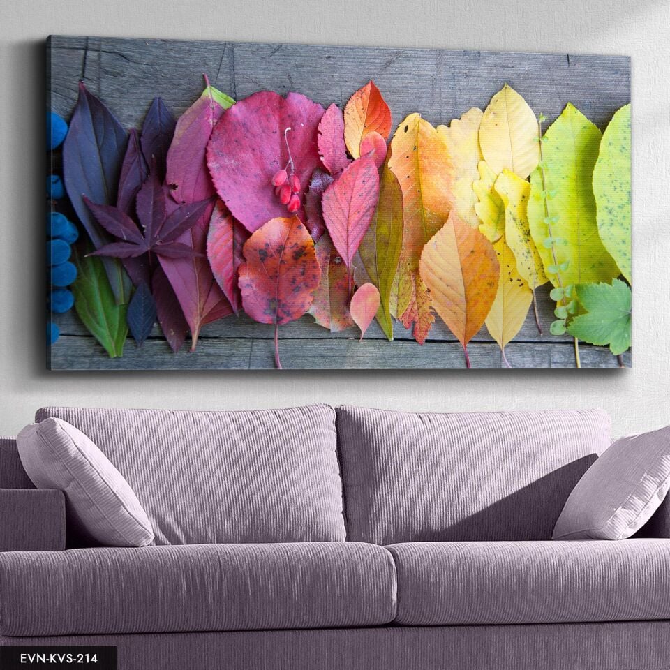 Renkli Yapraklar Tek Parça Kanvas Canvas Tablo Tablo 40 x 30 CM - Çok Renkli