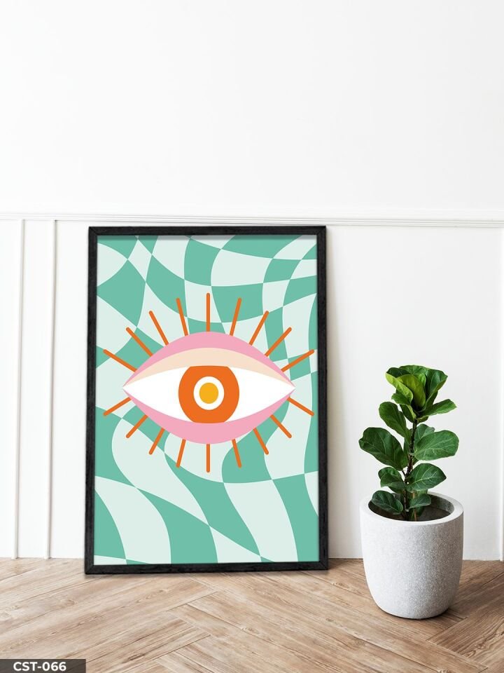 Renkli Göz Tek Parça Ahşap Çerçeveli Tablo Siyah - 50 x 70 CM
