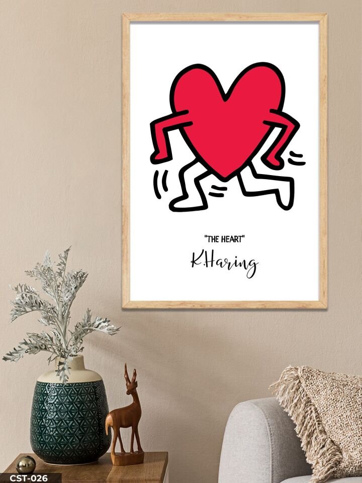 The Heart Tek Parça Ahşap Çerçeveli Tablo Naturel - 40 x 60 CM