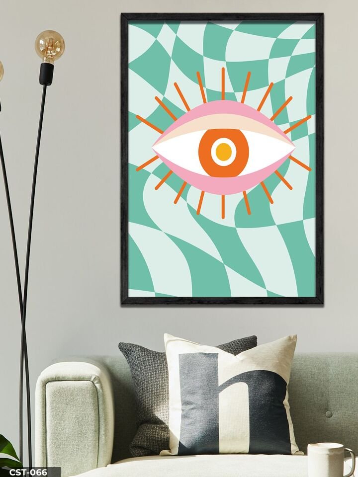 Renkli Göz Tek Parça Ahşap Çerçeveli Tablo Siyah - 50 x 70 CM