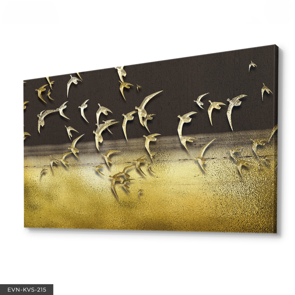 Gold Kuşlar Tek Parça Kanvas Canvas Tablo Tablo