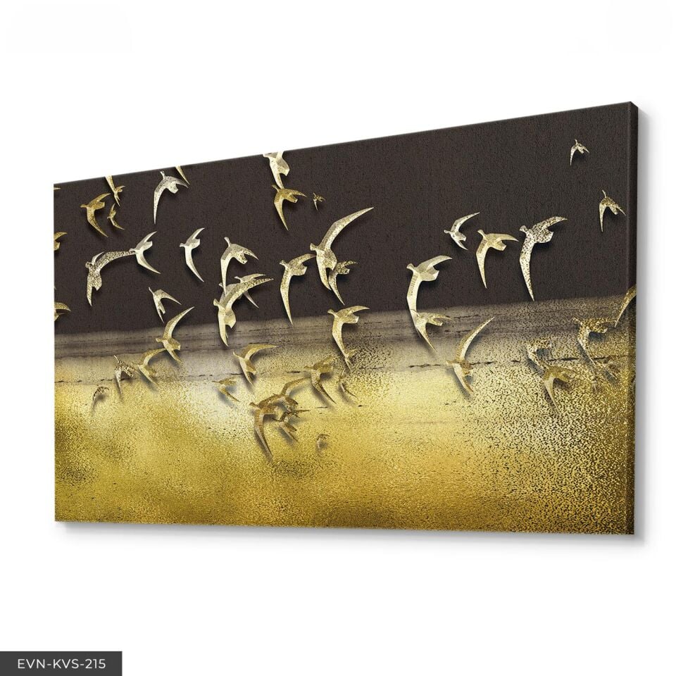 Gold Kuşlar Tek Parça Kanvas Canvas Tablo Tablo