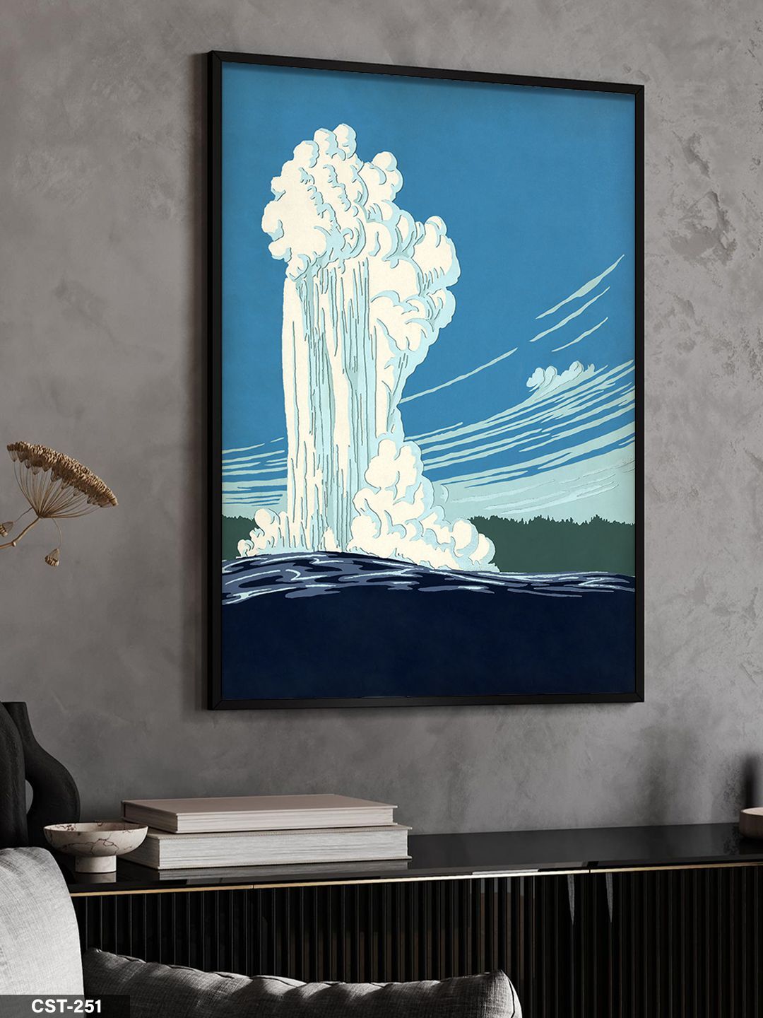 Fırtına ve Buhar Tek Parça Ahşap Çerçeveli Tablo Siyah - 30 x 40 CM
