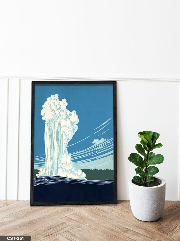 Fırtına ve Buhar Tek Parça Ahşap Çerçeveli Tablo Siyah - 30 x 40 CM