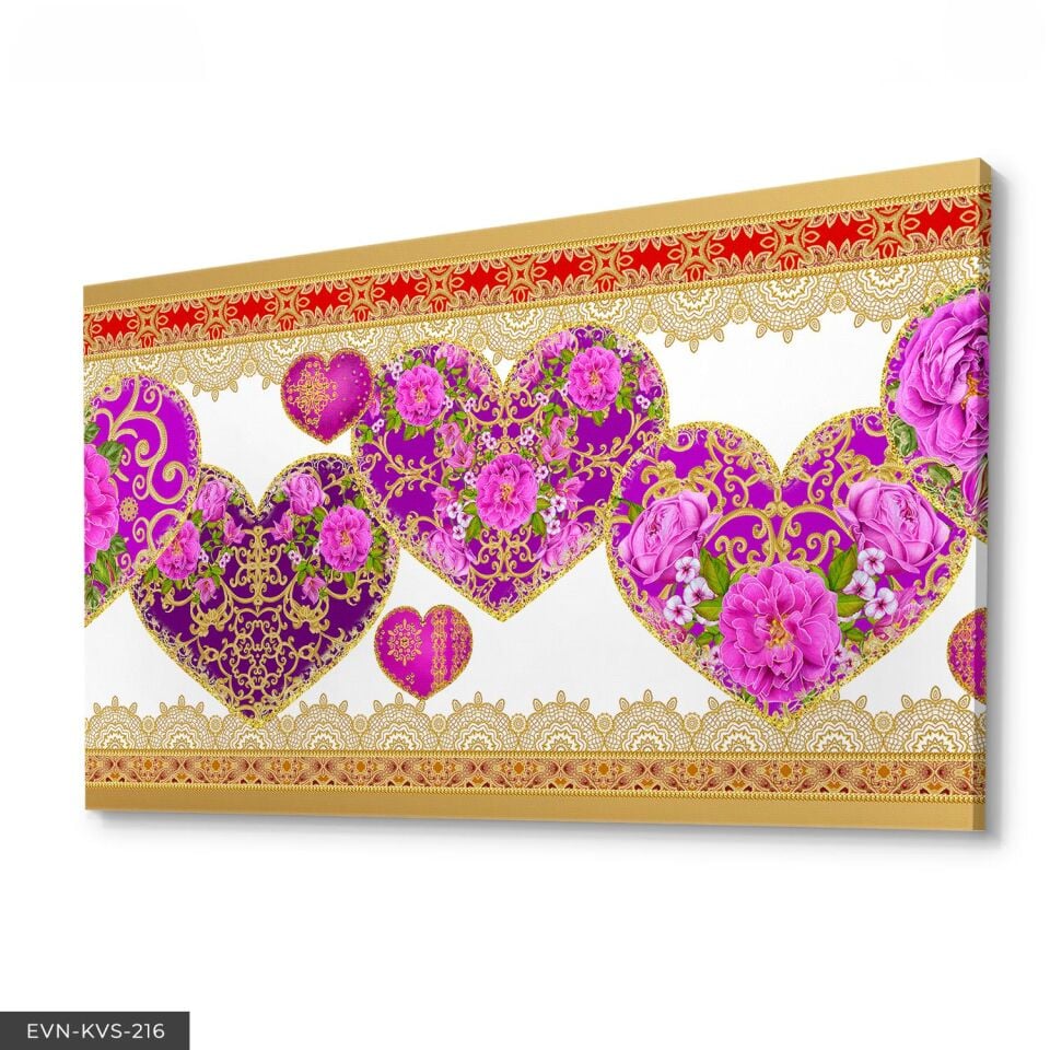 Kalp Içinde Çiçekler Tek Parça Kanvas Canvas Tablo Tablo