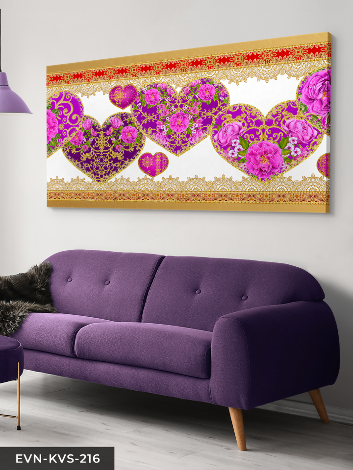 Kalp Içinde Çiçekler Tek Parça Kanvas Canvas Tablo Tablo
