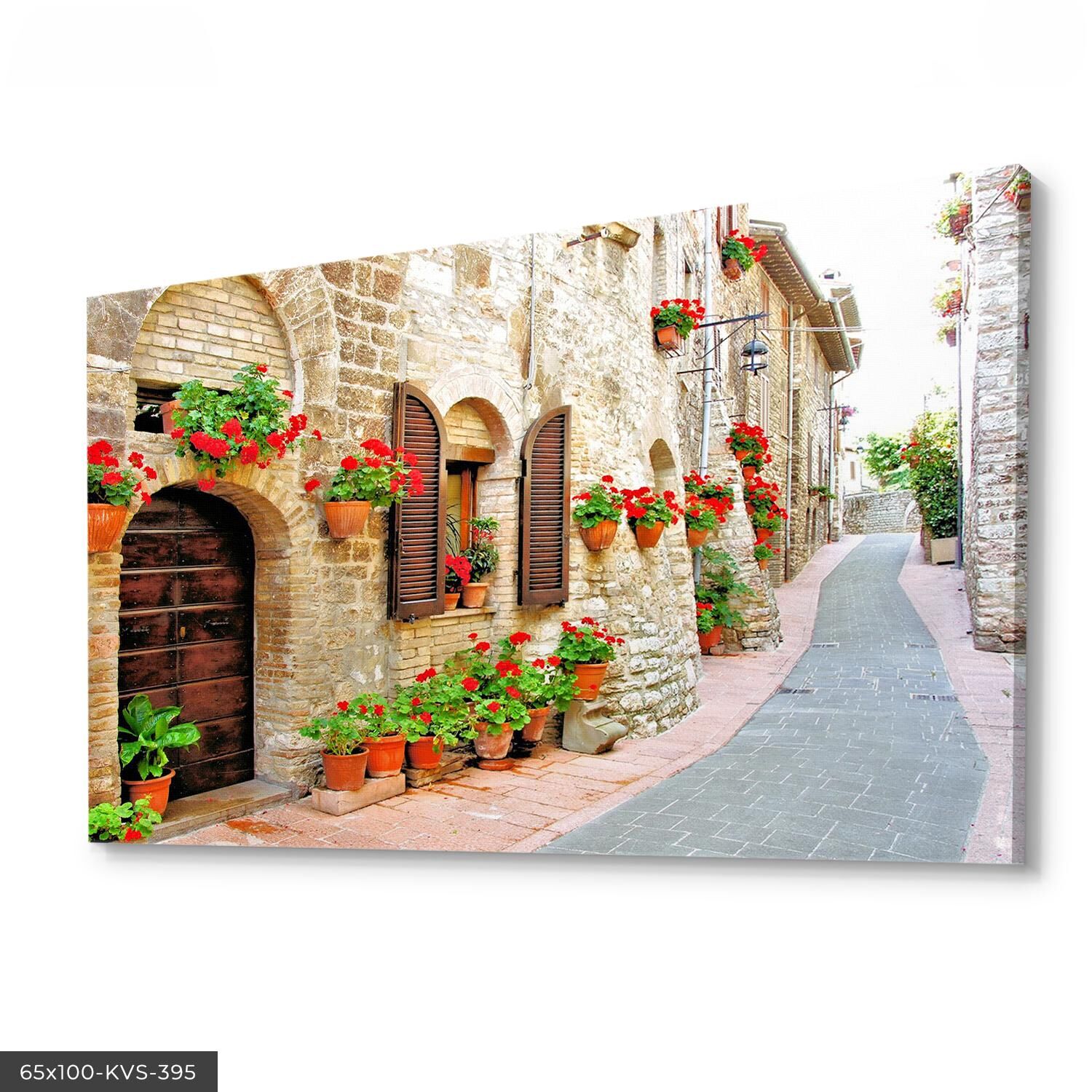 Çiçekli Yol Kanvas - Canvas Tablo 40 x 30 CM - Çok Renkli