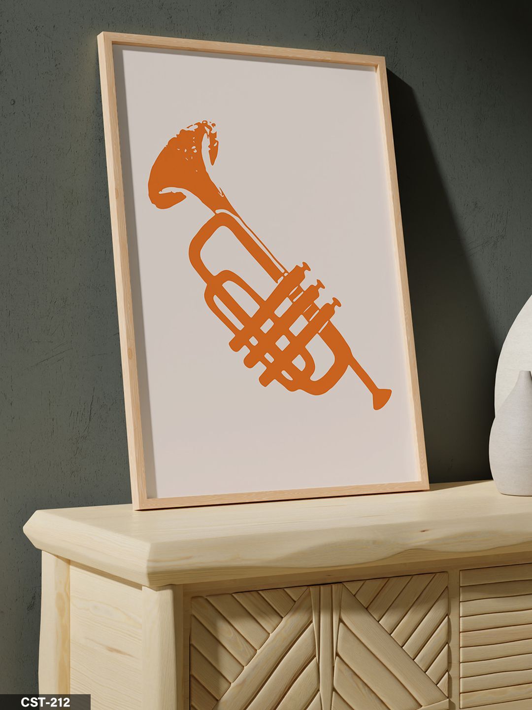 Saksafon Tek Parça Ahşap Çerçeveli Tablo Naturel - 20 x 30 CM