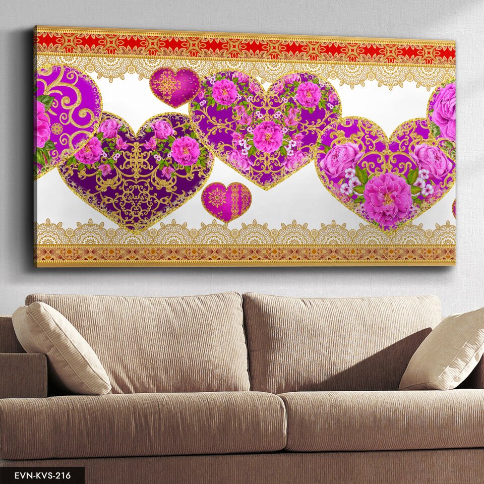 Kalp Içinde Çiçekler Tek Parça Kanvas Canvas Tablo Tablo