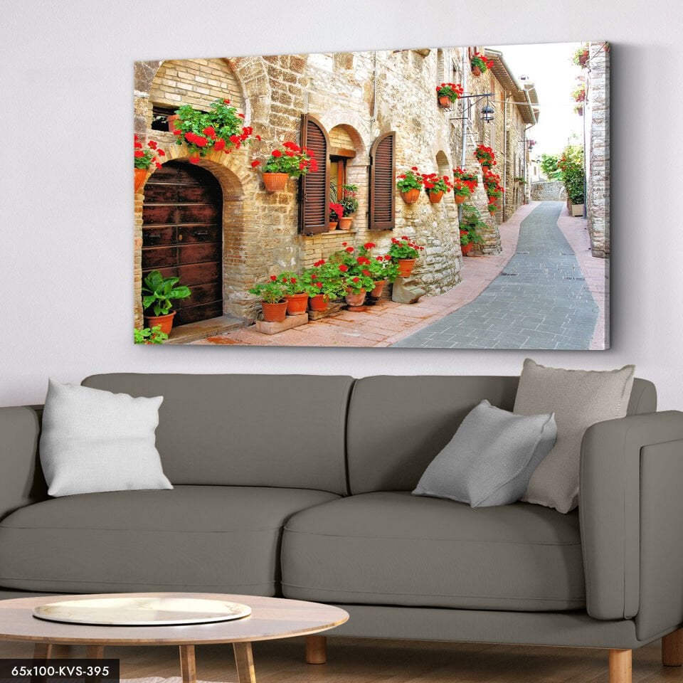 Çiçekli Yol Kanvas - Canvas Tablo