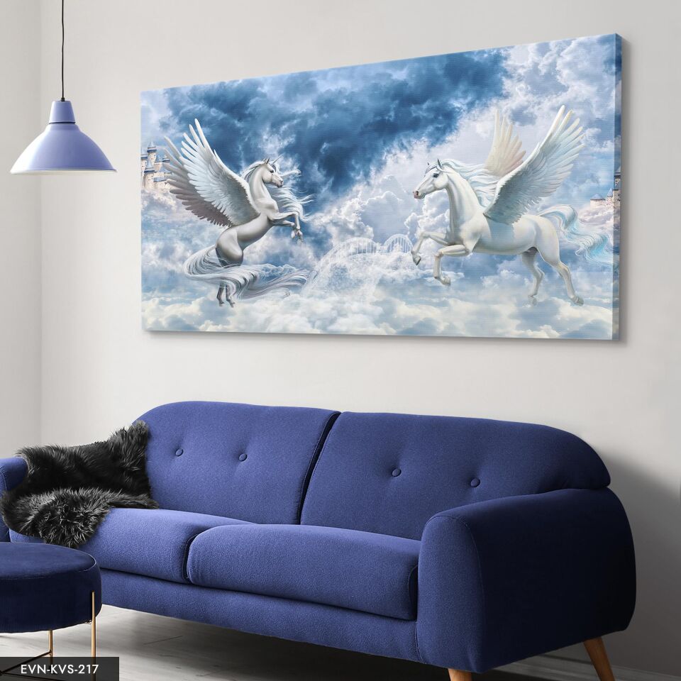 Unicorn Tek Parça Kanvas Canvas Tablo Tablo 40 x 30 CM - Çok Renkli