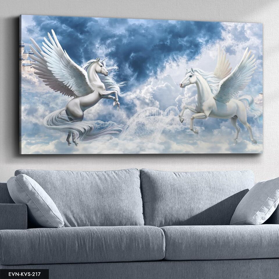 Unicorn Tek Parça Kanvas Canvas Tablo Tablo 40 x 30 CM - Çok Renkli