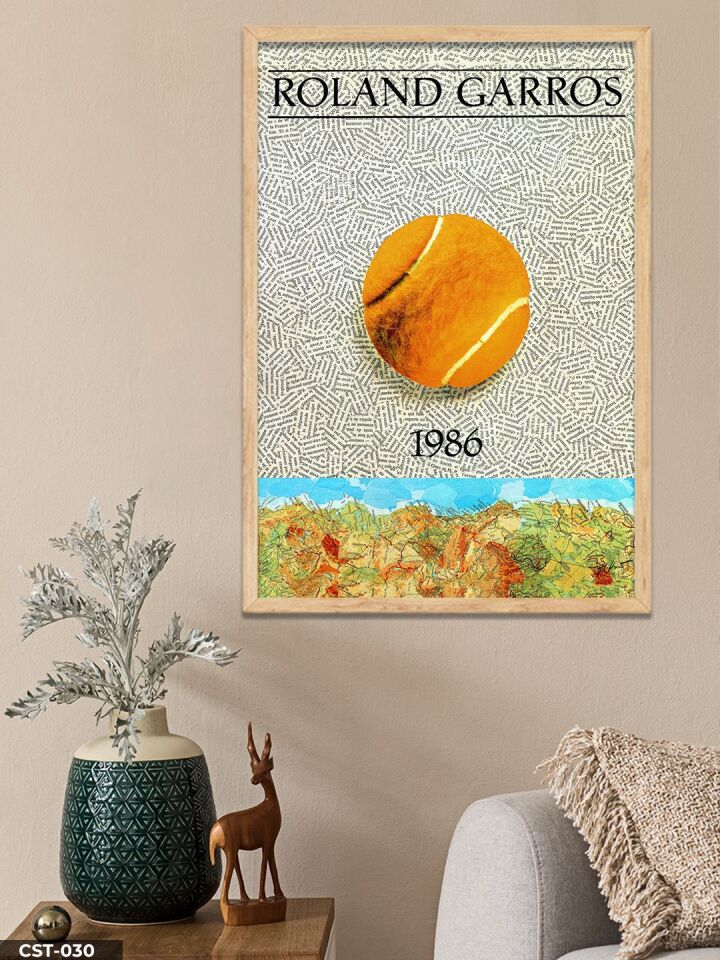 Roland Garros 1986 Tek Parça Ahşap Çerçeveli Tablo Naturel - 40 x 60 CM