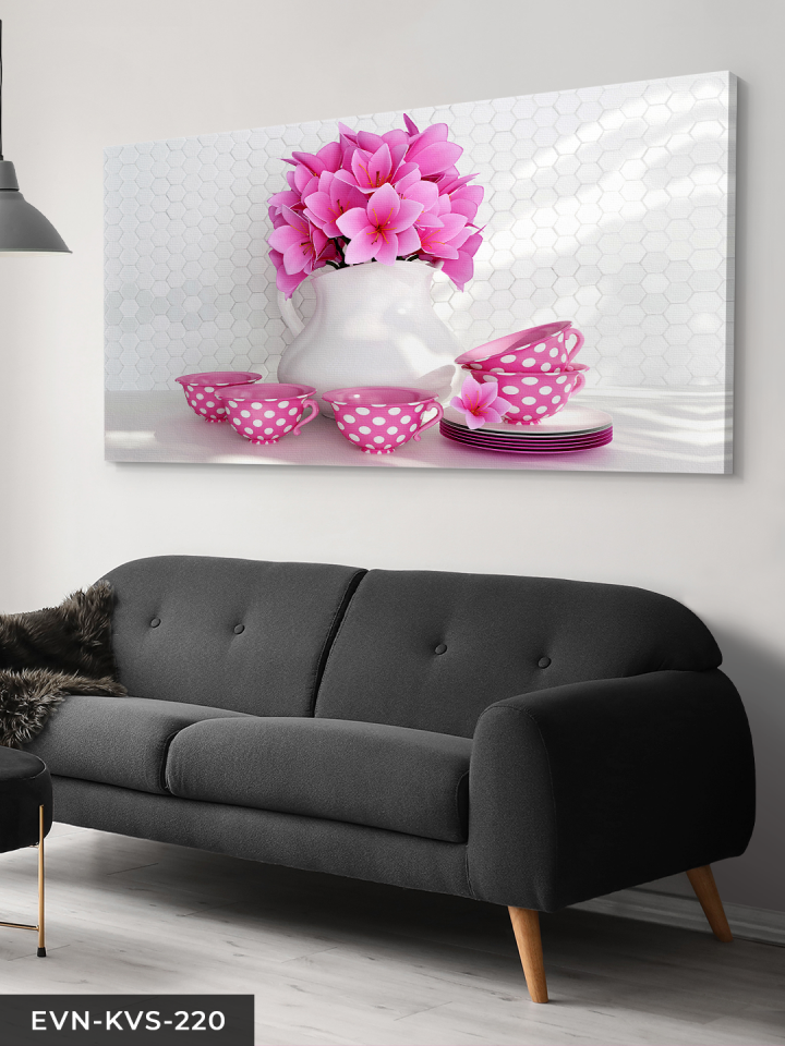 Çiçek Fincan Tek Parça Kanvas Canvas Tablo Tablo