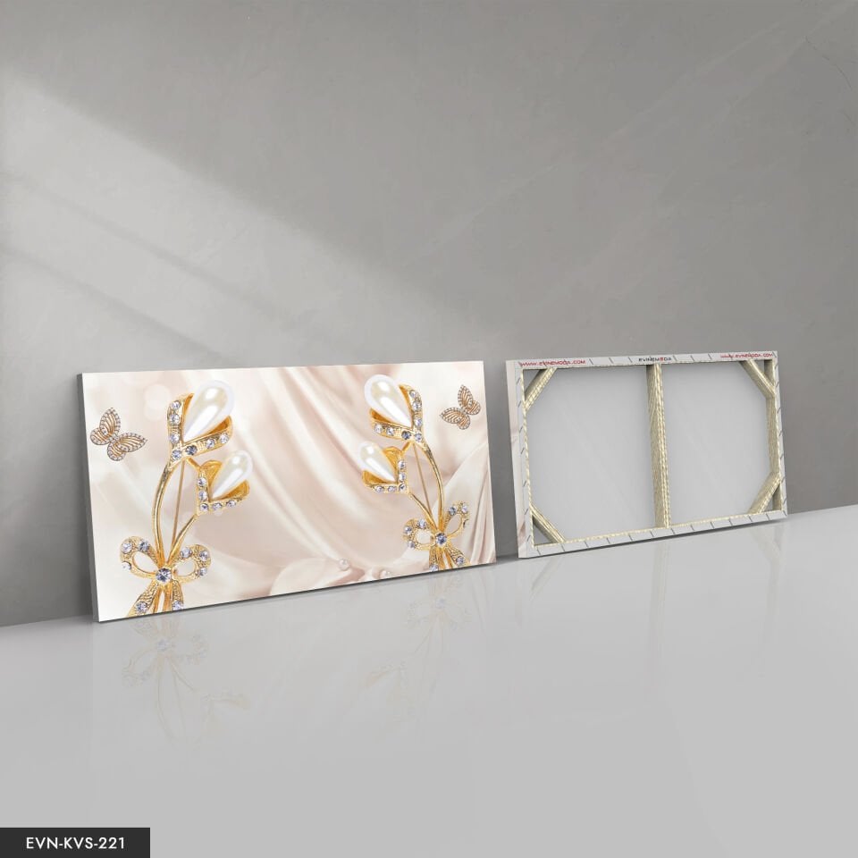 Gold Çiçekler Tek Parça Kanvas Canvas Tablo Tablo