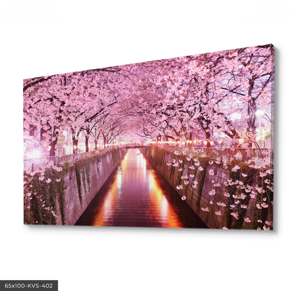 Pembe Yapraklı Kanvas - Canvas Tablo