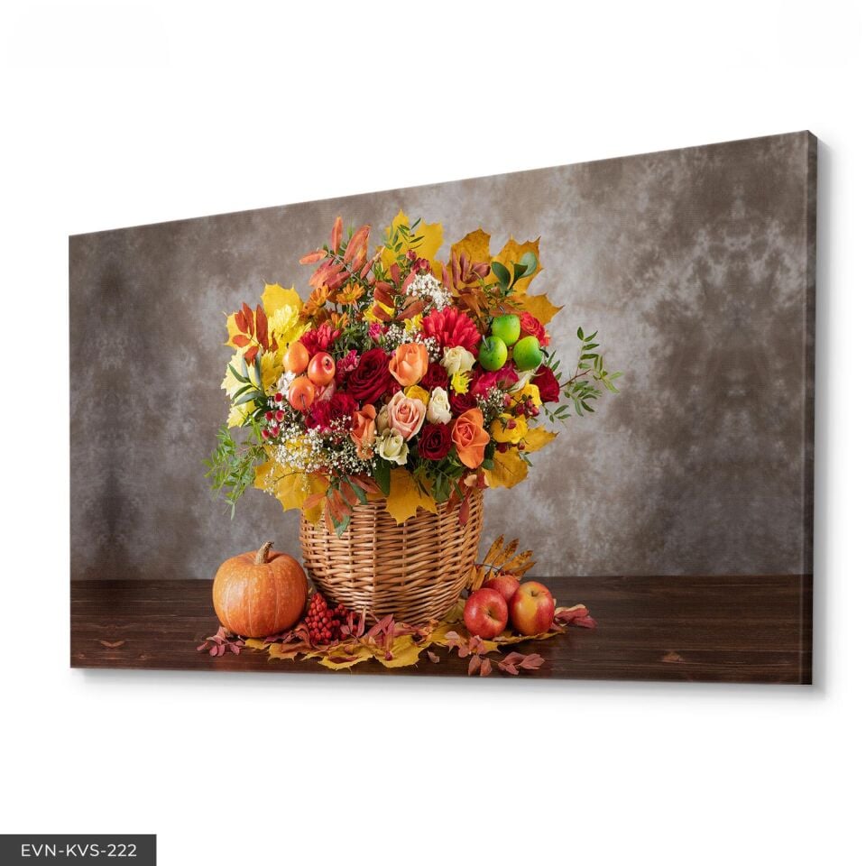 Meyve Ve Çiçek Tek Parça Kanvas Canvas Tablo Tablo 140 x 90 CM - Çok Renkli