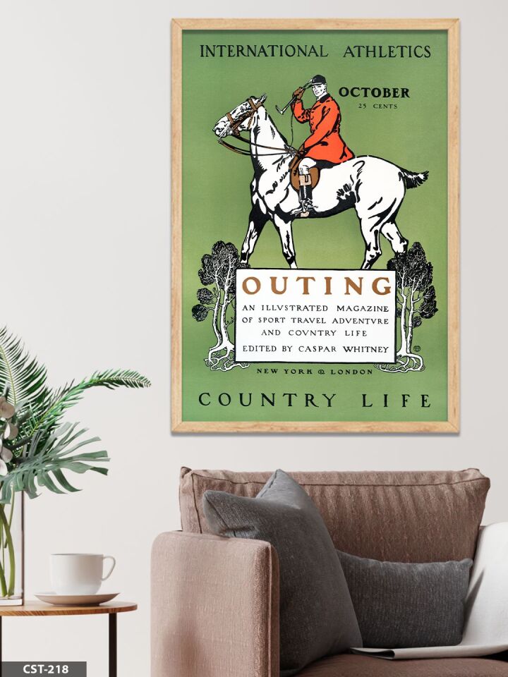 International Athletics Jokey At Tek Parça Ahşap Çerçeveli Tablo Naturel - 20 x 30 CM