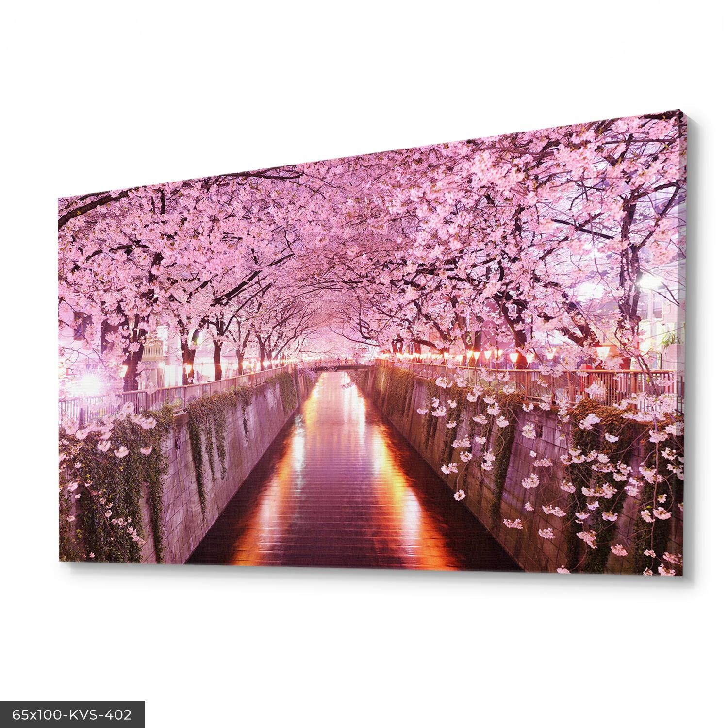 Pembe Yapraklı Kanvas - Canvas Tablo 40 x 30 CM - Çok Renkli