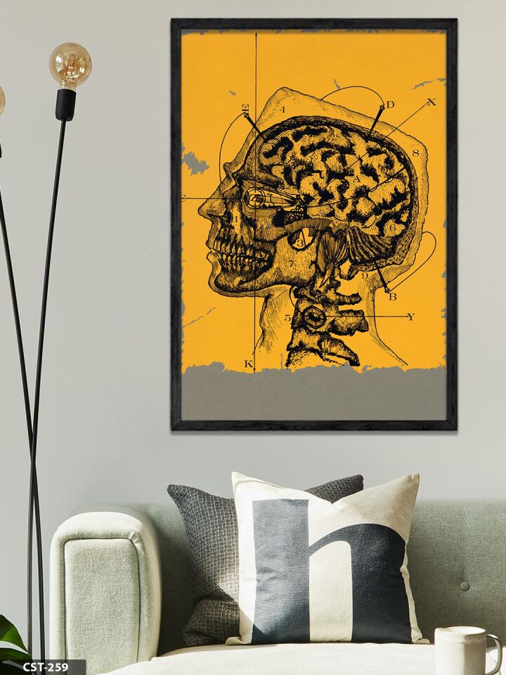Beynin Anatomisi Tek Parça Ahşap Çerçeveli Tablo Siyah - 30 x 40 CM