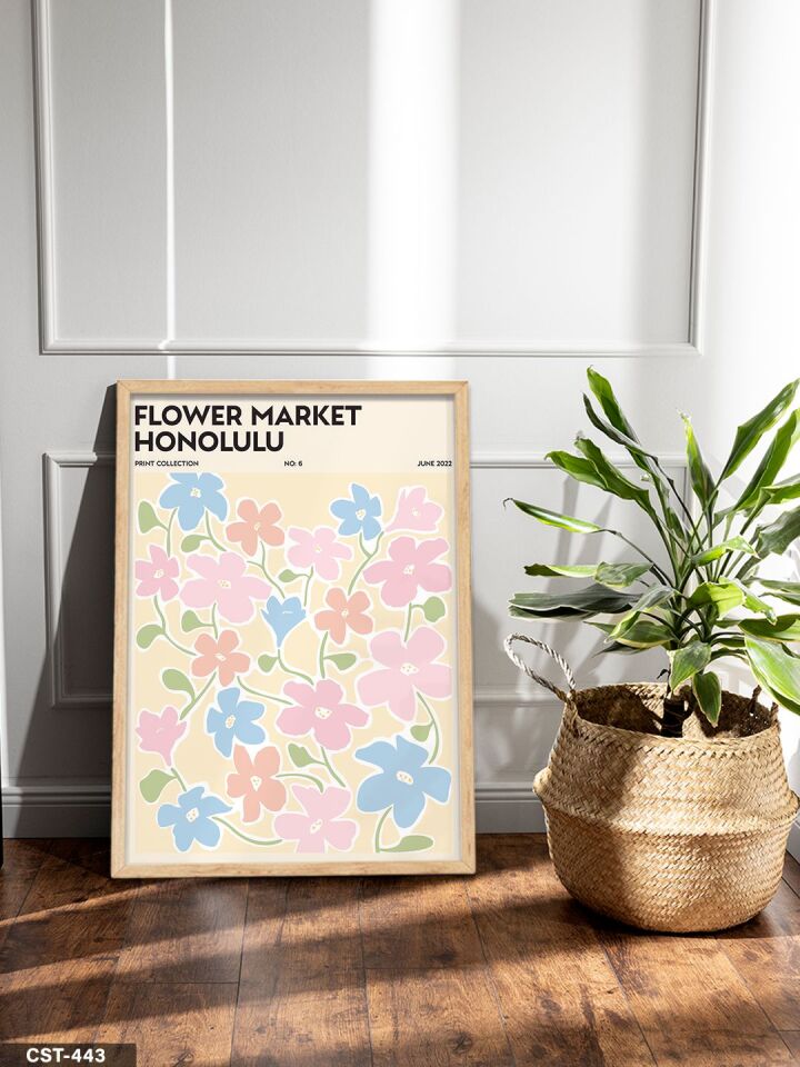 Flower Market Honolulu Tek Parça Ahşap Çerçeveli Tablo Naturel - 50 x 70 CM