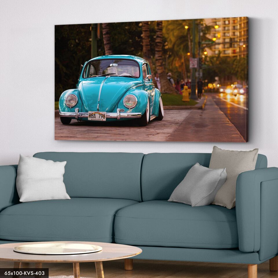 Turkuaz Vosvos Kanvas - Canvas Tablo 40 x 30 CM - Çok Renkli