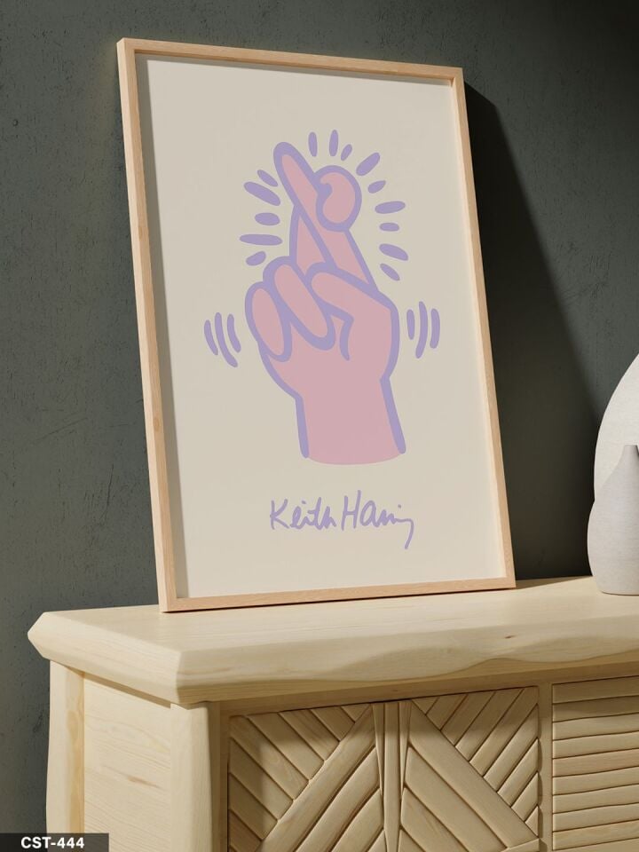 Keith Parmak Şıklatma Tek Parça Ahşap Çerçeveli Tablo Naturel - 50 x 70 CM