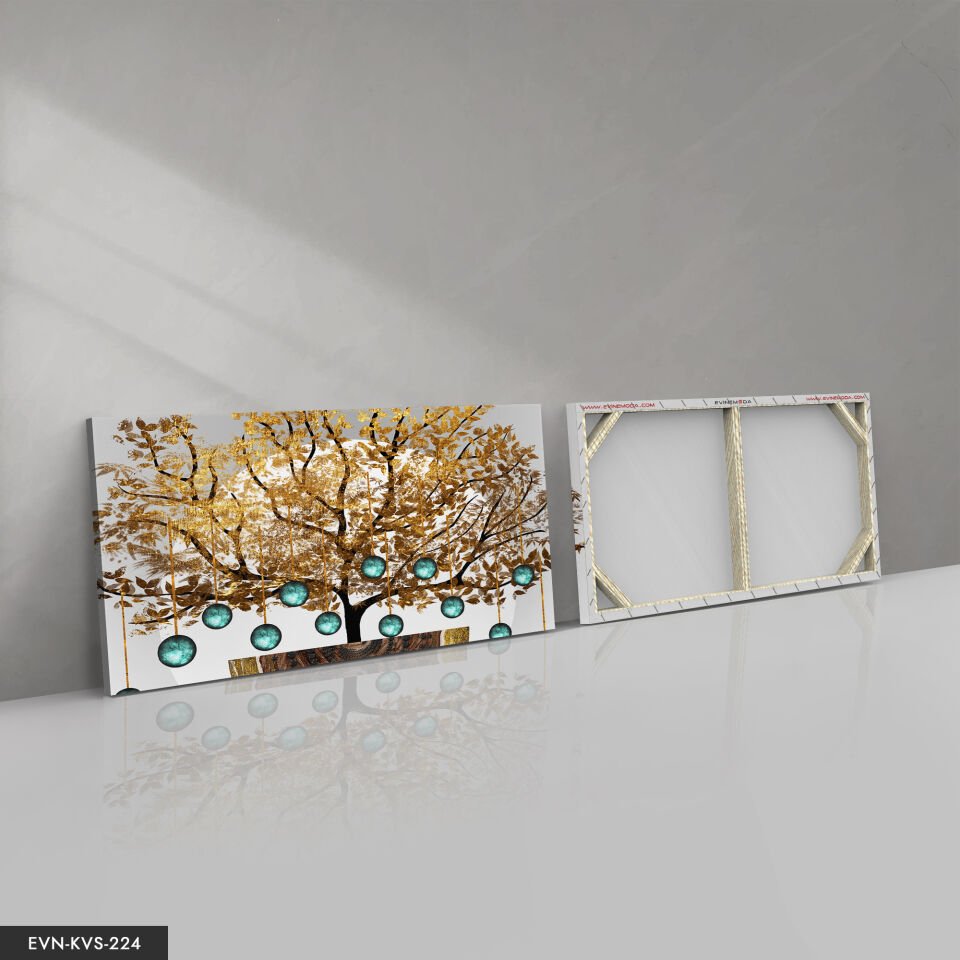 Gold Ağaç Tek Parça Kanvas Canvas Tablo Tablo