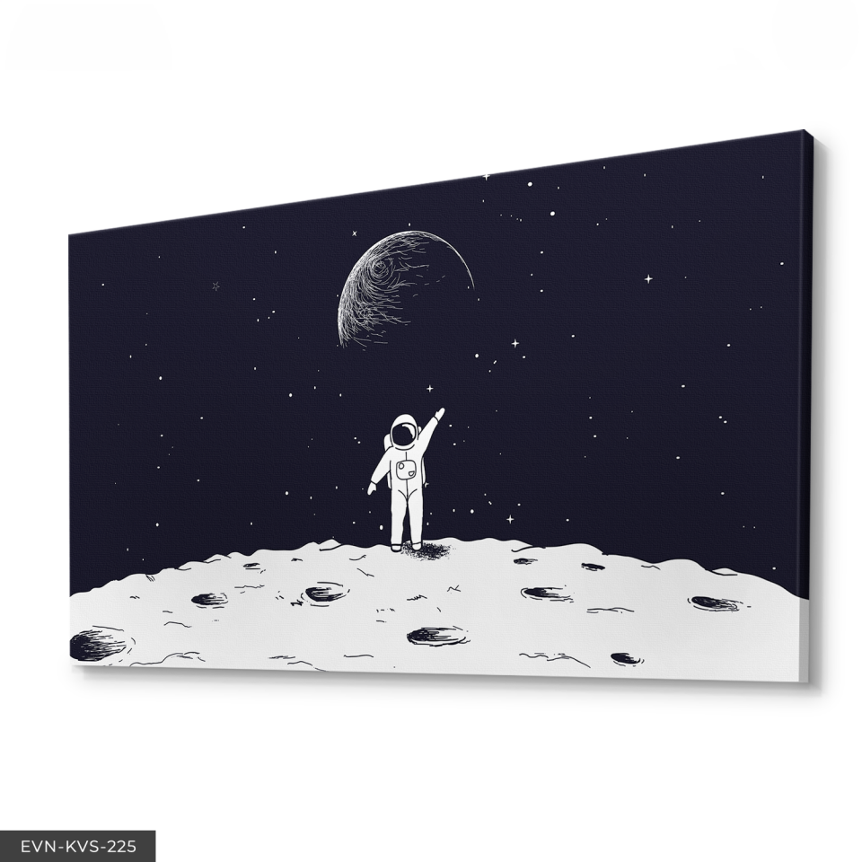 Ayda Astronot Tek Parça Kanvas Canvas Tablo Tablo