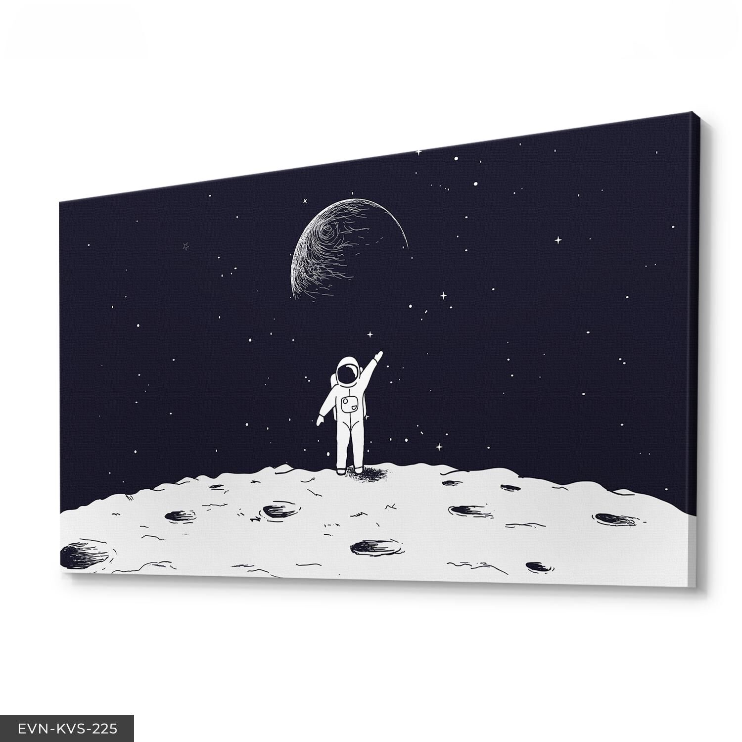 Ayda Astronot Tek Parça Kanvas Canvas Tablo Tablo