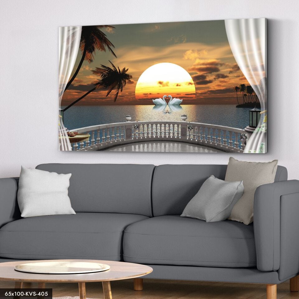 Kuğu Gölü Kanvas - Canvas Tablo 40 x 30 CM - Çok Renkli