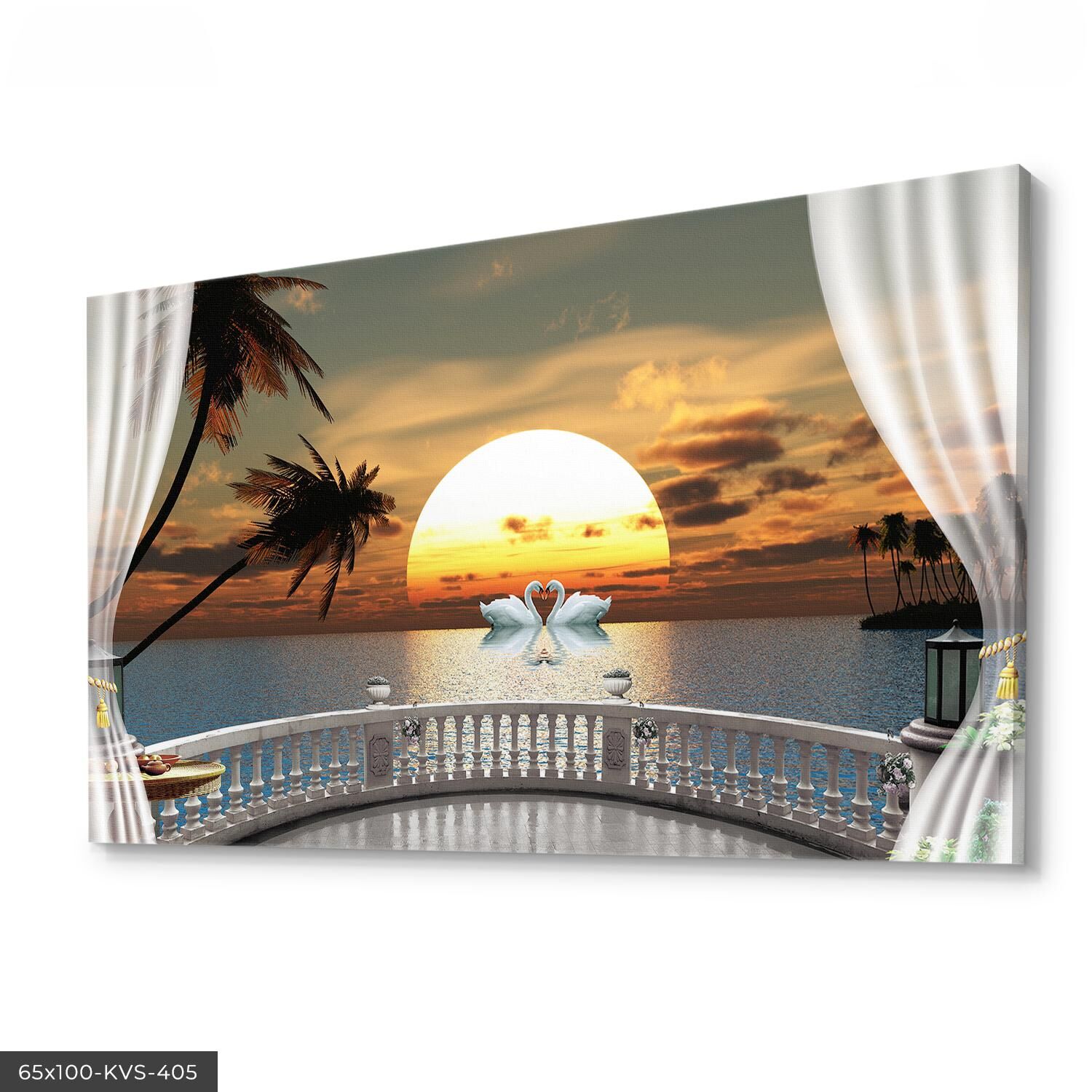 Kuğu Gölü Kanvas - Canvas Tablo 40 x 30 CM - Çok Renkli