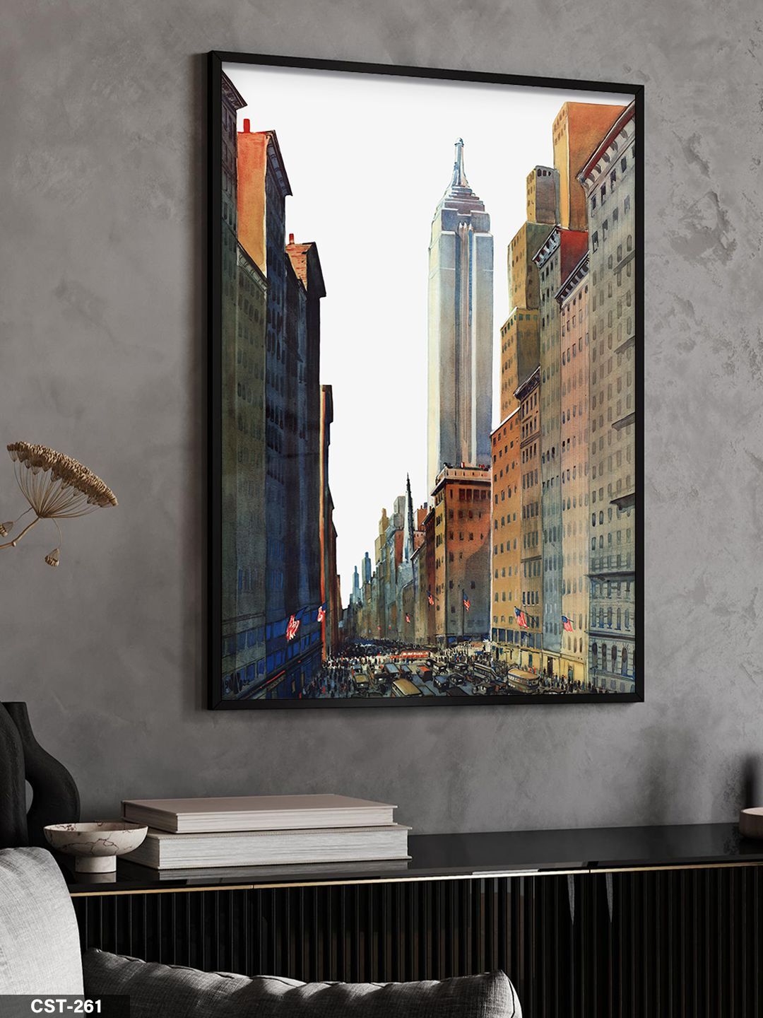 Gökdelen Şehir Tek Parça Ahşap Çerçeveli Tablo Siyah - 30 x 40 CM