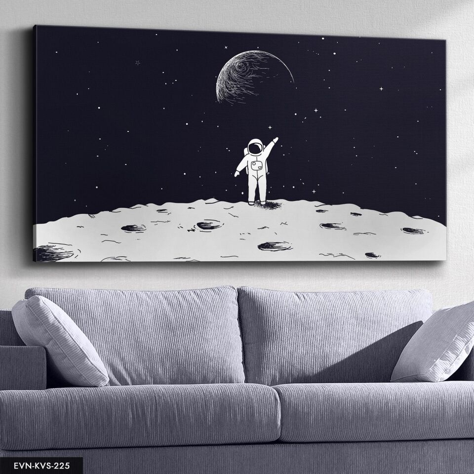 Ayda Astronot Tek Parça Kanvas Canvas Tablo Tablo