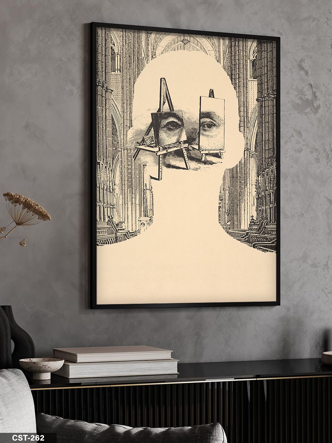 Lanny Sommese Karakalem Portre Tek Parça Ahşap Çerçeveli Tablo Siyah - 30 x 40 CM