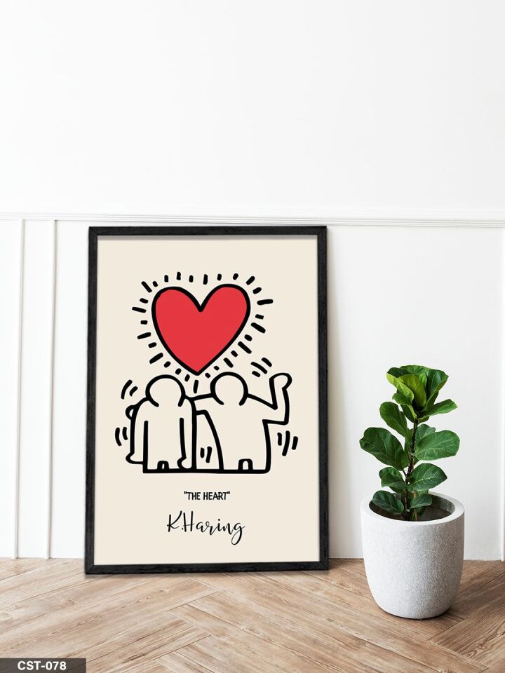 The Heart illüstrasyon Tek Parça Ahşap Çerçeveli Tablo Siyah - 50 x 70 CM