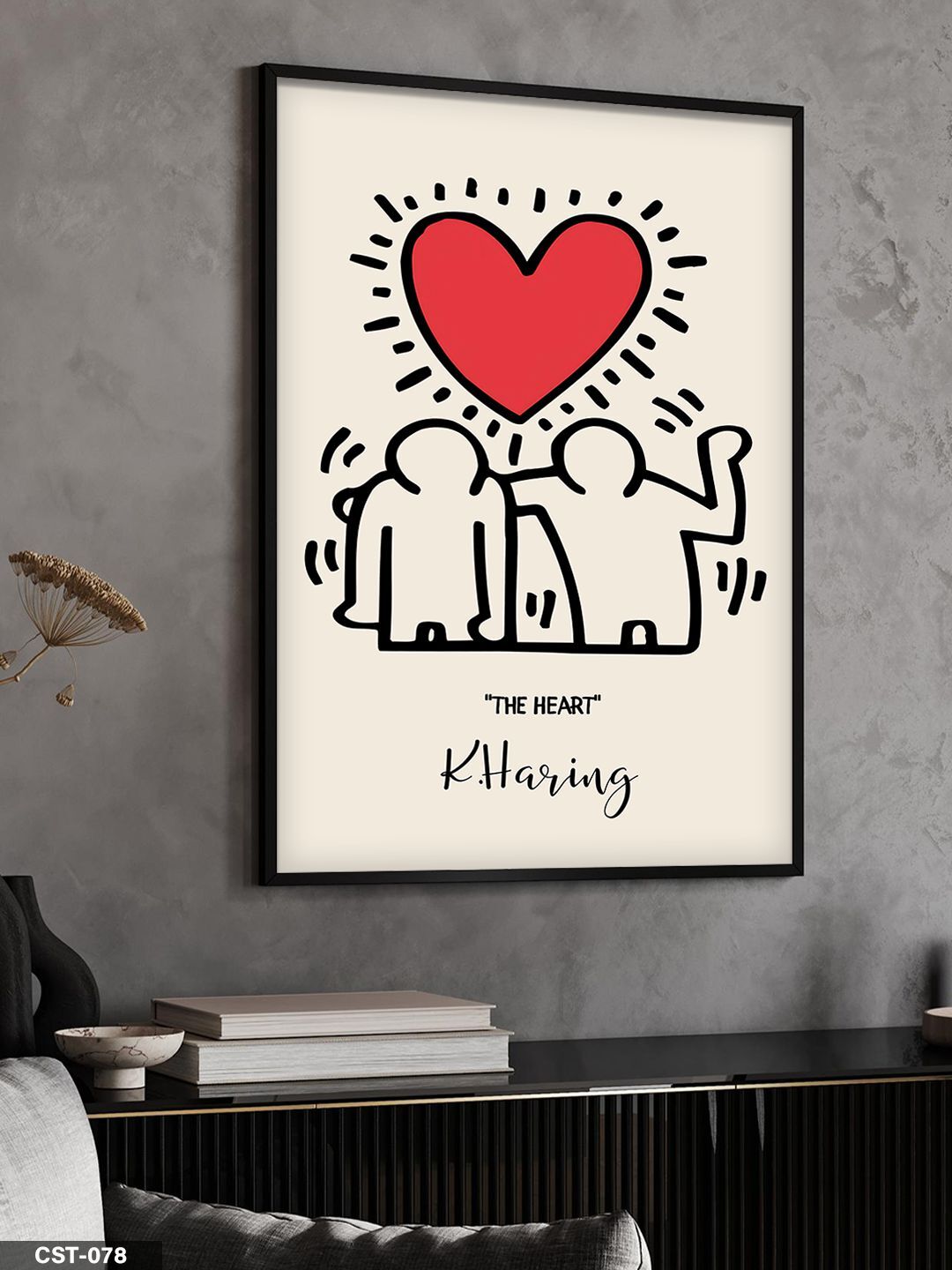 The Heart illüstrasyon Tek Parça Ahşap Çerçeveli Tablo Siyah - 50 x 70 CM