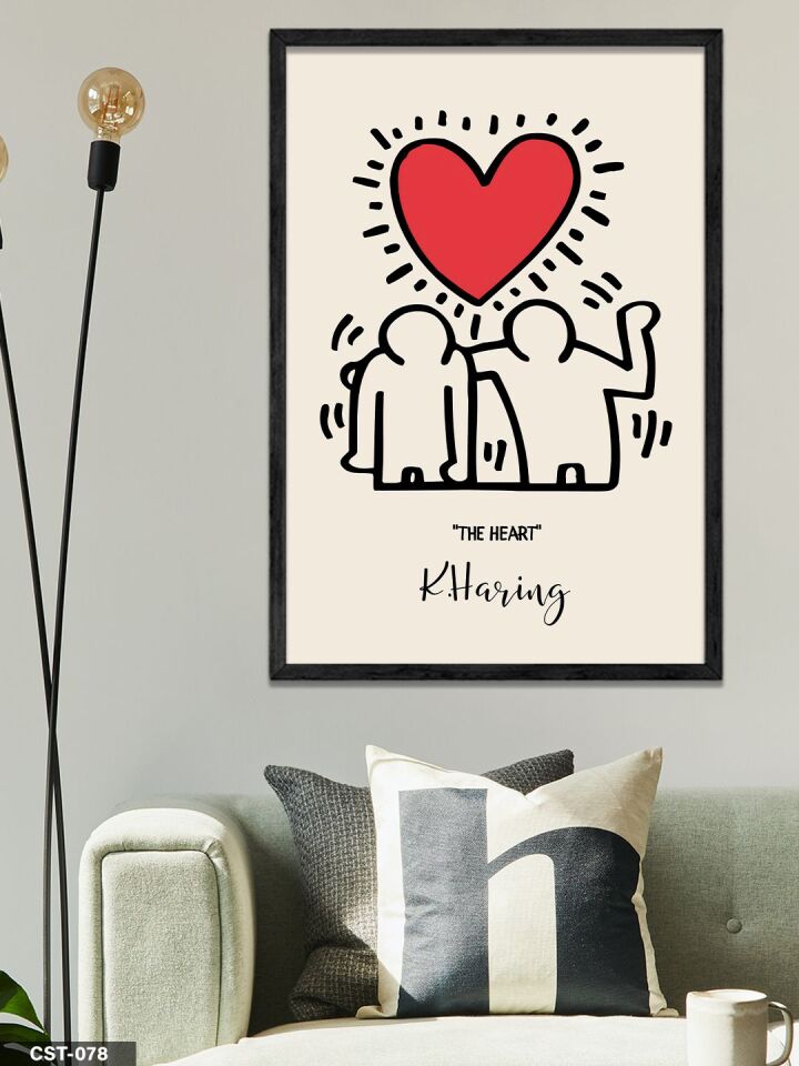 The Heart illüstrasyon Tek Parça Ahşap Çerçeveli Tablo Siyah - 50 x 70 CM
