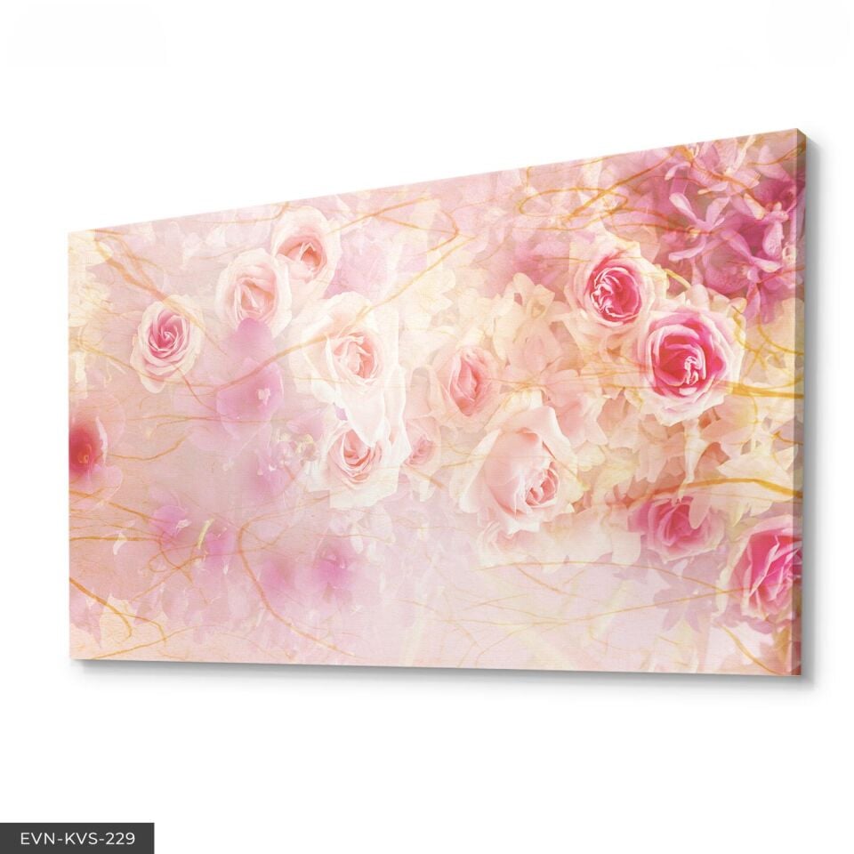 Pembe Çiçekler Tek Parça Kanvas Canvas Tablo Tablo