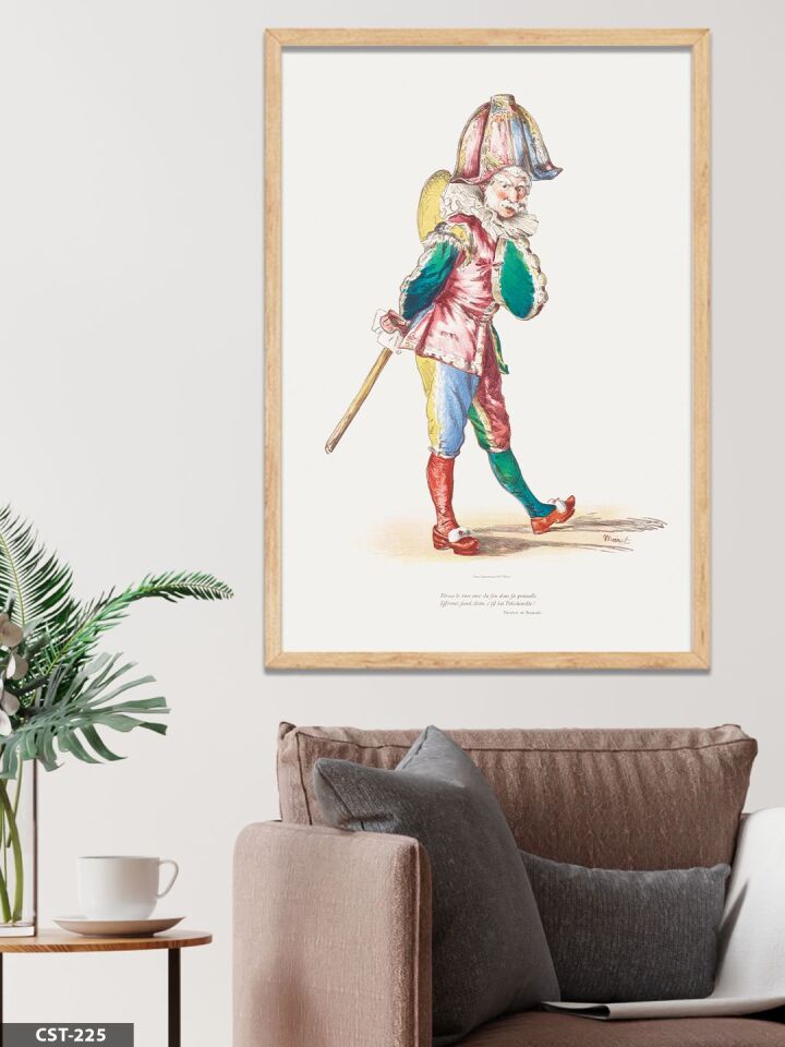 Matamore Kapitan Neşeli Yürüyüş Tek Parça Ahşap Çerçeveli Tablo Naturel - 20 x 30 CM