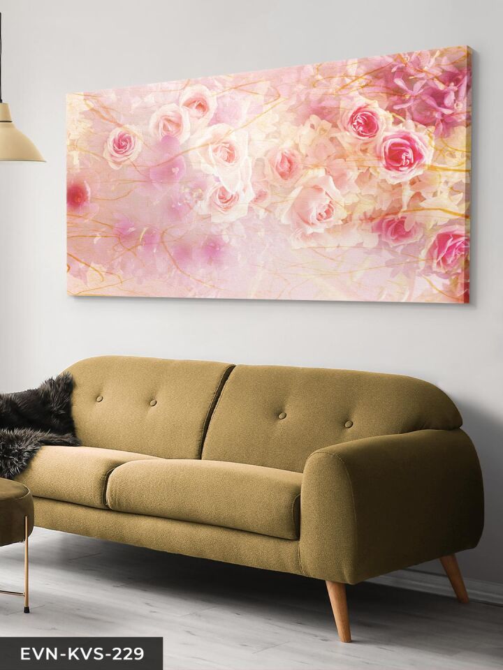 Pembe Çiçekler Tek Parça Kanvas Canvas Tablo Tablo 40 x 30 CM - Çok Renkli