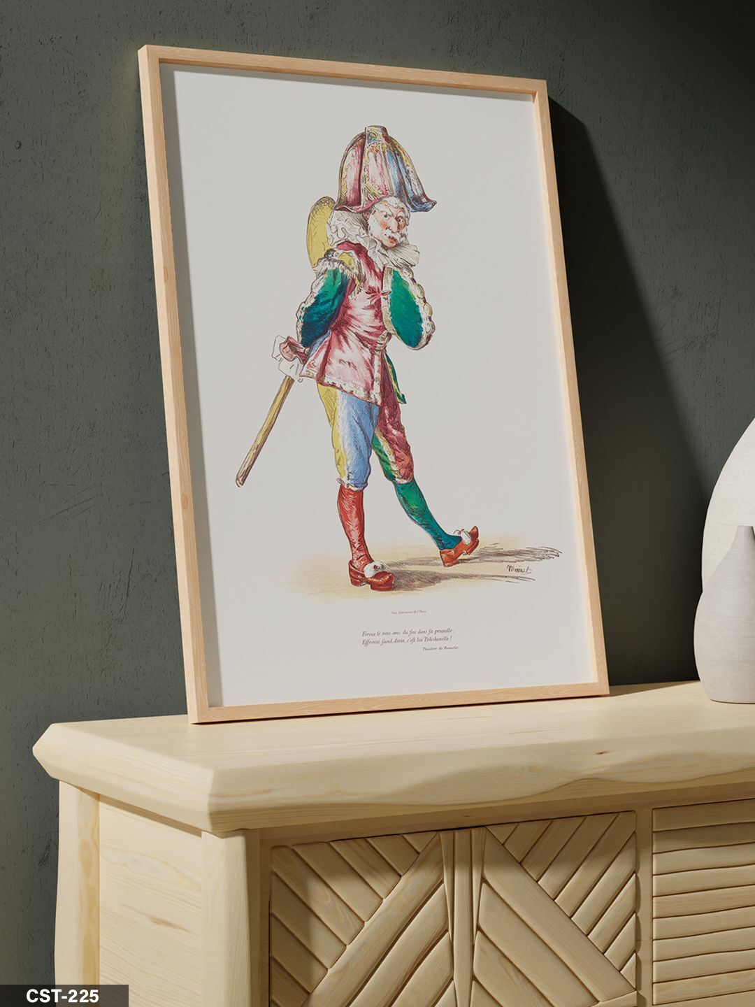 Matamore Kapitan Neşeli Yürüyüş Tek Parça Ahşap Çerçeveli Tablo Naturel - 20 x 30 CM