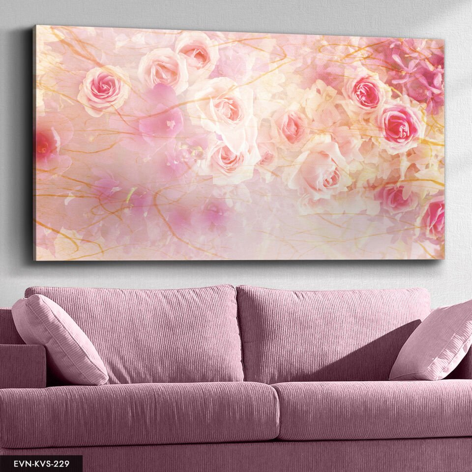 Pembe Çiçekler Tek Parça Kanvas Canvas Tablo Tablo
