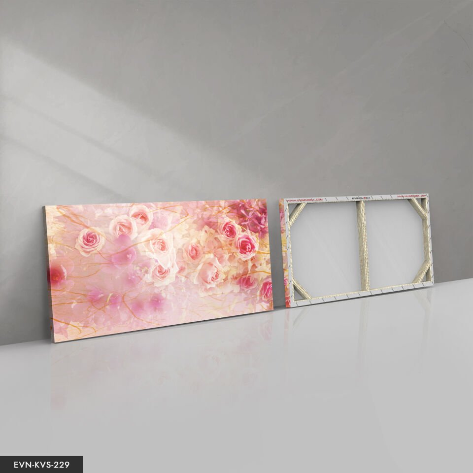 Pembe Çiçekler Tek Parça Kanvas Canvas Tablo Tablo