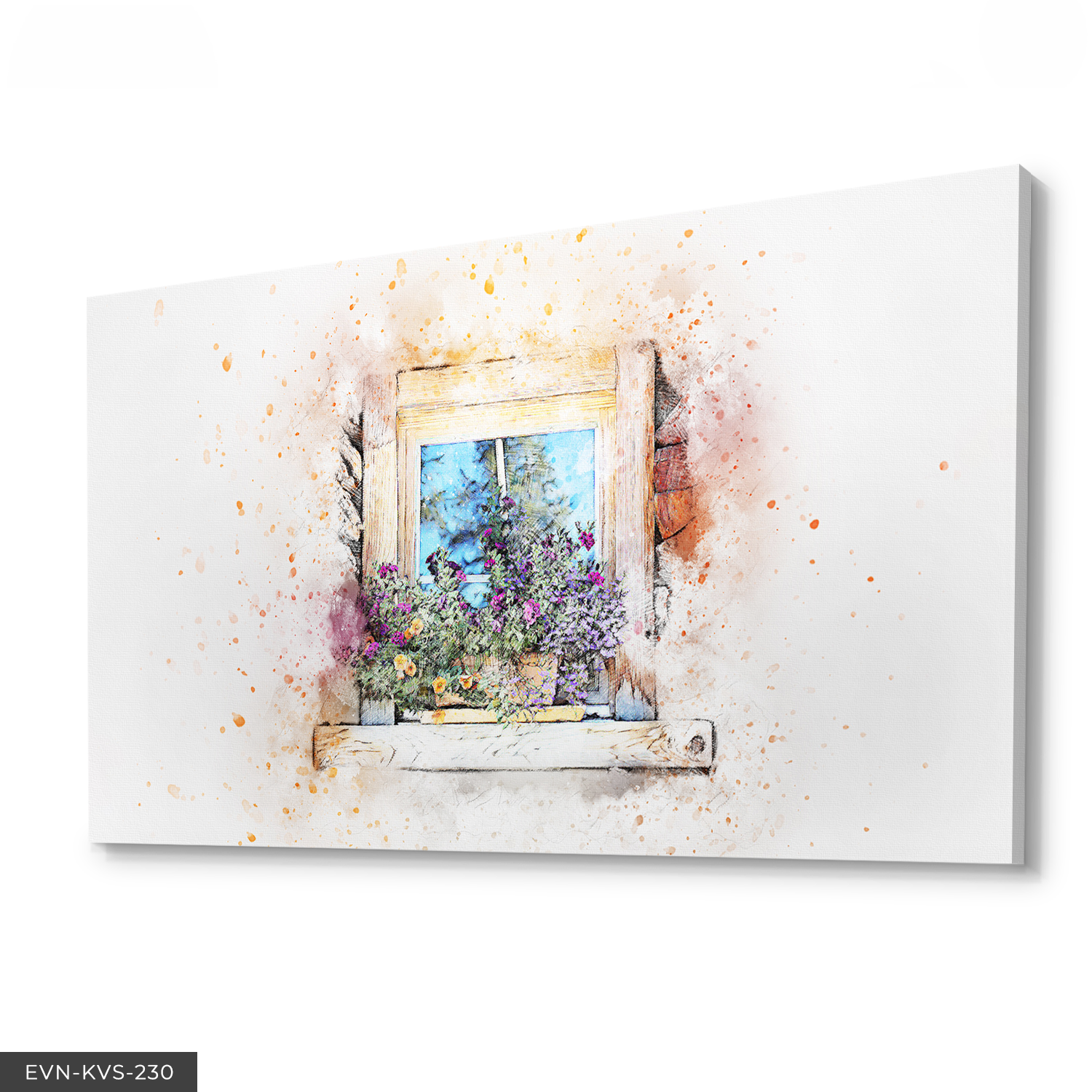 Çizim Çiçekli Pencere Tek Parça Kanvas Canvas Tablo Tablo
