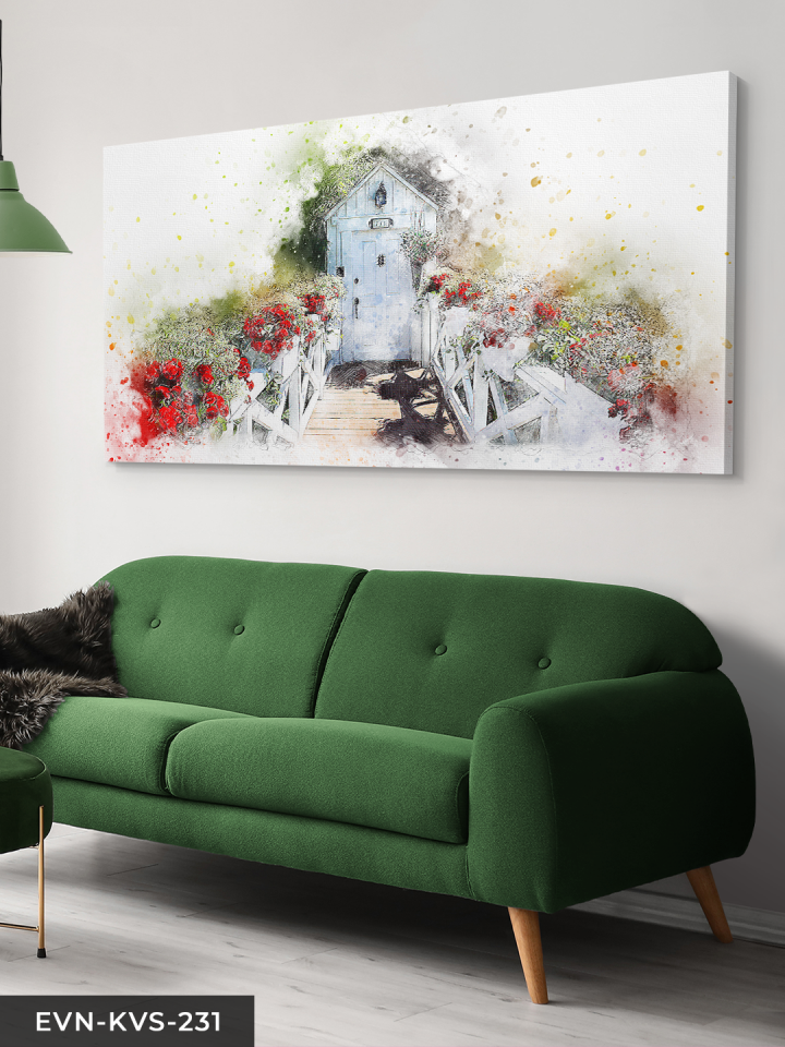 Çizim Çiçekli Yol Tek Parça Kanvas Canvas Tablo Tablo