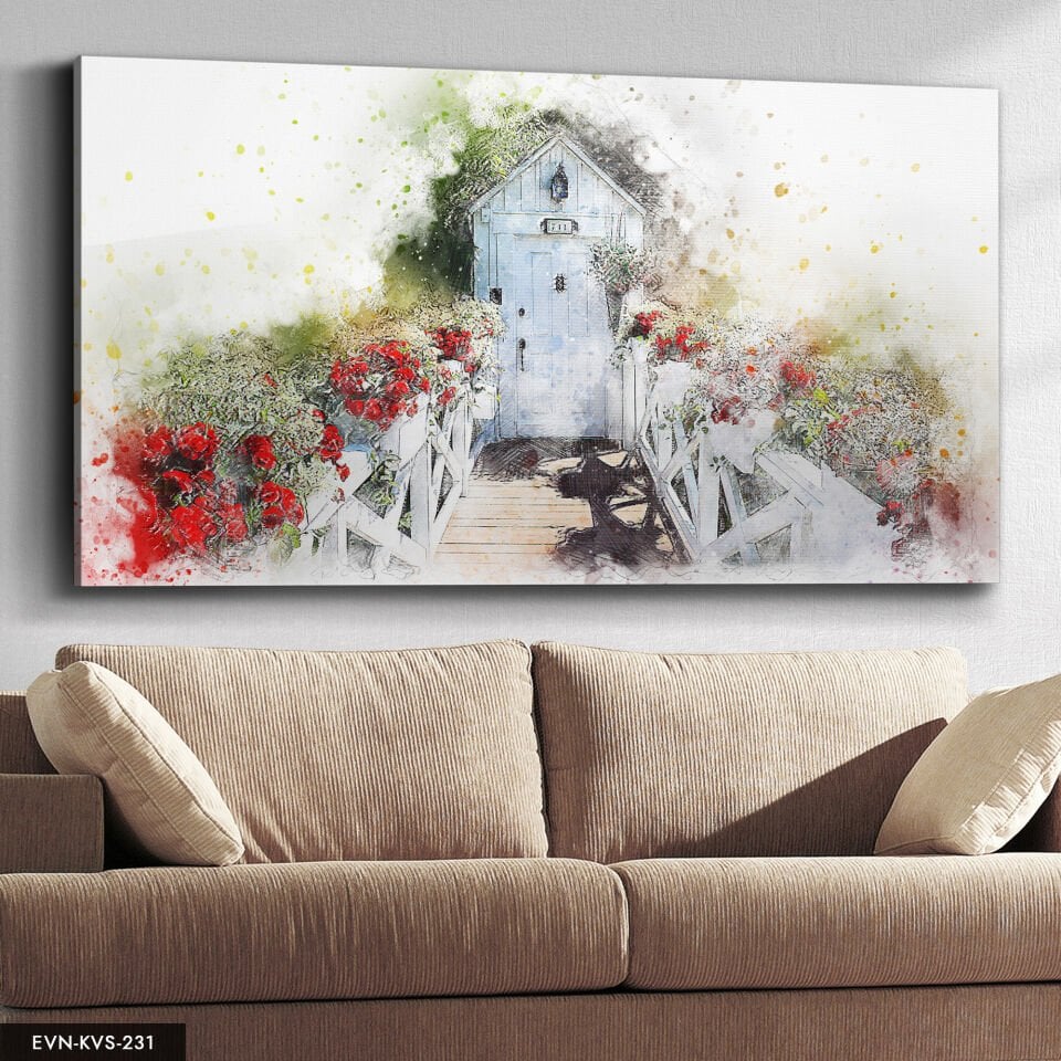 Çizim Çiçekli Yol Tek Parça Kanvas Canvas Tablo Tablo