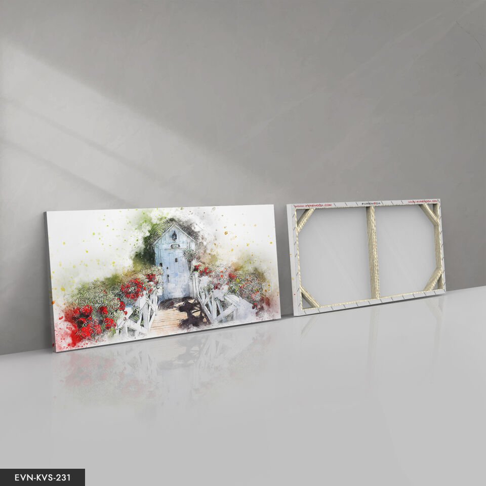 Çizim Çiçekli Yol Tek Parça Kanvas Canvas Tablo Tablo