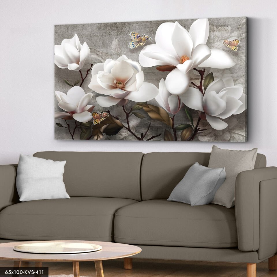 Çiçekler Kanvas - Canvas Tablo 140 x 90 CM - Çok Renkli