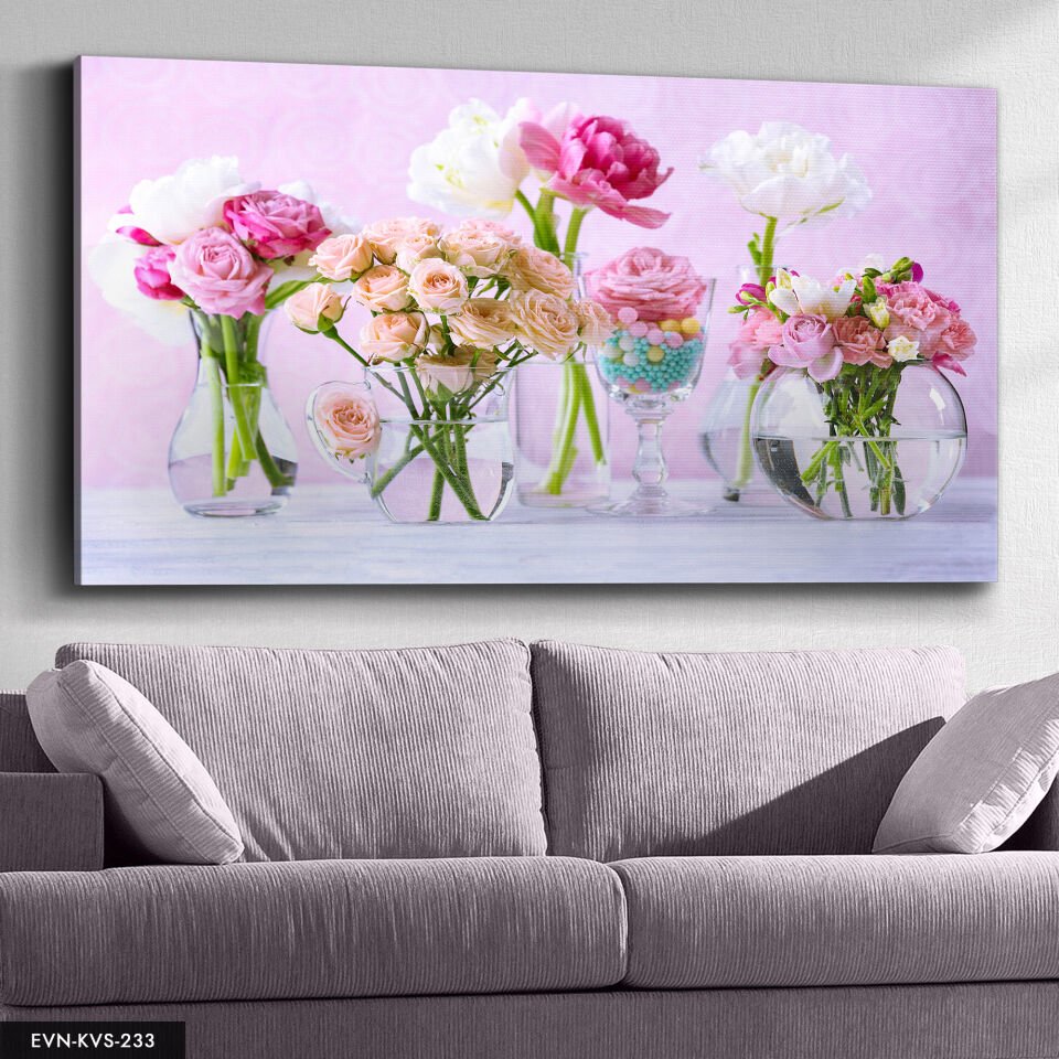 Vazo Çiçekler Tek Parça Kanvas Canvas Tablo